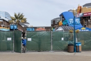 A fence surrounds the world-famous touristic  Pier 39 and Fisherman's Wharf in San Francisco, CA, on March 17, 2020.
Millions of San Francisco Bay Area  residents were ordered to stay home to slow the spread of the coronavirus as part of a lockdown effort, marking one of the nation's strongest efforts to stem the spread of the deadly virus.