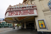 The marquis of the Grand Lake theater in Oakland, CA,  on  March 18, 2020.
Millions of San Francisco Bay Area  residents were ordered to stay home to slow the spread of the coronavirus as part of a lockdown effort, marking one of the nation's strongest efforts to stem the spread of the deadly virus.