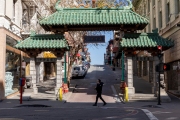 A man walks by Dragon's Gate, the entrance to San Francisco Chinatown on March 20, 2020. The entire neighborhood is empty of tourists and has all its stores closed.
California residents were ordered to stay home to slow the spread of the coronavirus as part of a lockdown effort.