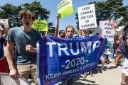 Protesters in front of the California State Capitol in Sacramento, CA, on May 1, 2020.