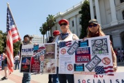 Protesters in front of the California State Capitol in Sacramento, CA, on May 1, 2020.