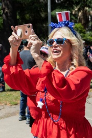 A protester in front of the California State Capitol in Sacramento, CA, on May 1, 2020.