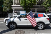 Protesters driving around the California State Capitol in Sacramento, CA, on May 1, 2020.