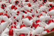 Tops of the all-purpose Skilcraft cleaner that is produced for the US Miilitary by blind workers at  the Sirkin Center in San Leandro, CA, on May 11, 2020.