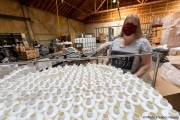 A blind worker at the production line of cleaning products at the Sirkin Center in San Leandro, CA, on May 11, 2020.