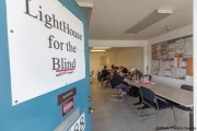 Lunch break for blind workers at the Sirkin Center in San Leandro, CA, on May 11, 2020.