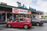 Customers eating at the Mel’s Drive-In restaurant in San Francisco, CA, on May 12, 2020.Like in the 1950’s, Mel's Drive-In restaurant in San Francisco is now offering carhop service so customers stay safe while still feeling like they get the experience of eating out during the shelter-in-place order due to the coronavirus pandemic.