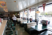 Inside  Mel's Drive-In restaurant in San Francisco on May 12,2020, where customers are not allowed to sit in.  Like in the 1950’s, the restaurant is now offering carhop service so customers stay safe while still feeling like they get the experience of eating out during the shelter-in-place order due to the coronavirus pandemic.