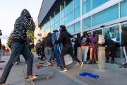 Looters stealing goods after they broke into the local Best Buy store in Emeryville , CA, on May 30, 2020.