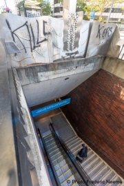 A man enter the bart station in Oakland, CA, on May 30, 2020, that bears the “Kill Cops” graffiti.
