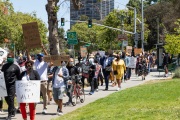 A peaceful march for equality where supporters were asked to wear their  Sunday Best Attires was attended by hundreds of people of all ethnicities  in Oakland on June 6, 2020.