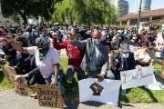 A peaceful march for equality where supporters were asked to wear their  Sunday Best Attires was attended by hundreds of people of all ethnicities  in Oakland on June 6, 2020.