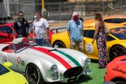 Owners of exotic cars gather at an event in Petaluma, CA, on June 27, 2020, while trying to respect social distancing rules due the ongoing COVID-19 pandemic. The event, held at the Adobe Road Wines winery , was organized by 100|OCT, an exotic car community on the US West Coast  founded by Frenchman Benoit Boningue. The event marked the final destination of a day ride through the region.