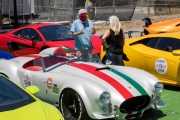 Owners of exotic cars gather at an event in Petaluma, CA, on June 27, 2020, while trying to respect social distancing rules due the ongoing COVID-19 pandemic. The event, held at the Adobe Road Wines winery , was organized by 100|OCT, an exotic car community on the US West Coast  founded by Frenchman Benoit Boningue. The event marked the final destination of a day ride through the region.