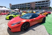 A number of exotic cars parked at an event in Petaluma, CA, on June 27, 2020, while trying to respect social distancing rules due the ongoing COVID-19 pandemic. The event, held at the Adobe Road Wines winery , was organized by 100|OCT, an exotic car community on the US West Coast  founded by Frenchman Benoit Boningue. The event marked the final destination of a day ride through the region.